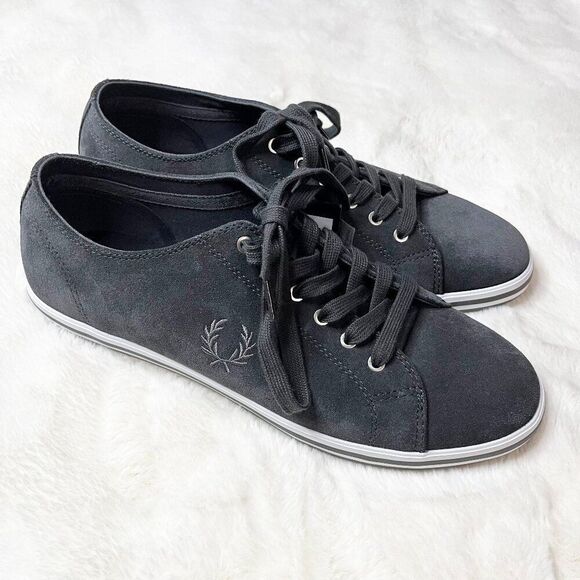 Fred‎ Perry Kingston Suede Twill Gunmetal Sneakers NWT Size 11 - Picture 1 of 8